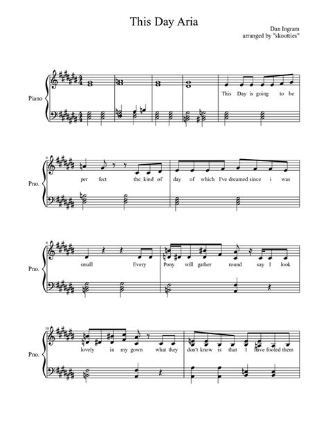 this day aria piano sheet music easy